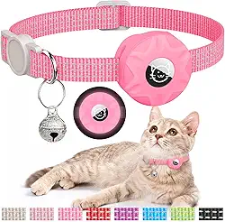 Coleira para gatos Apple AirTag, coleira rastreadora GPS com recurso de separação, leve e refletiva, perfeita para meninas ou meninos, gatos e filhotes (rosa luminoso)