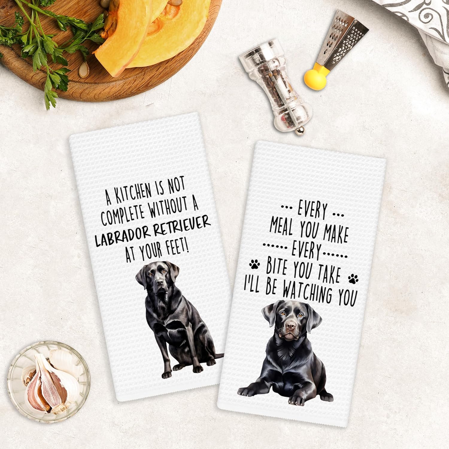 Funny Labrador Retriever Kitchen Towels Set of 2, Labrador Retriever Gifts, Dog Hand Towels for Kitchen Decor, Black Lab Gifts for Women Dog Lovers Moms Dishcloths Dish Towel 16X24 Inches - Image 6