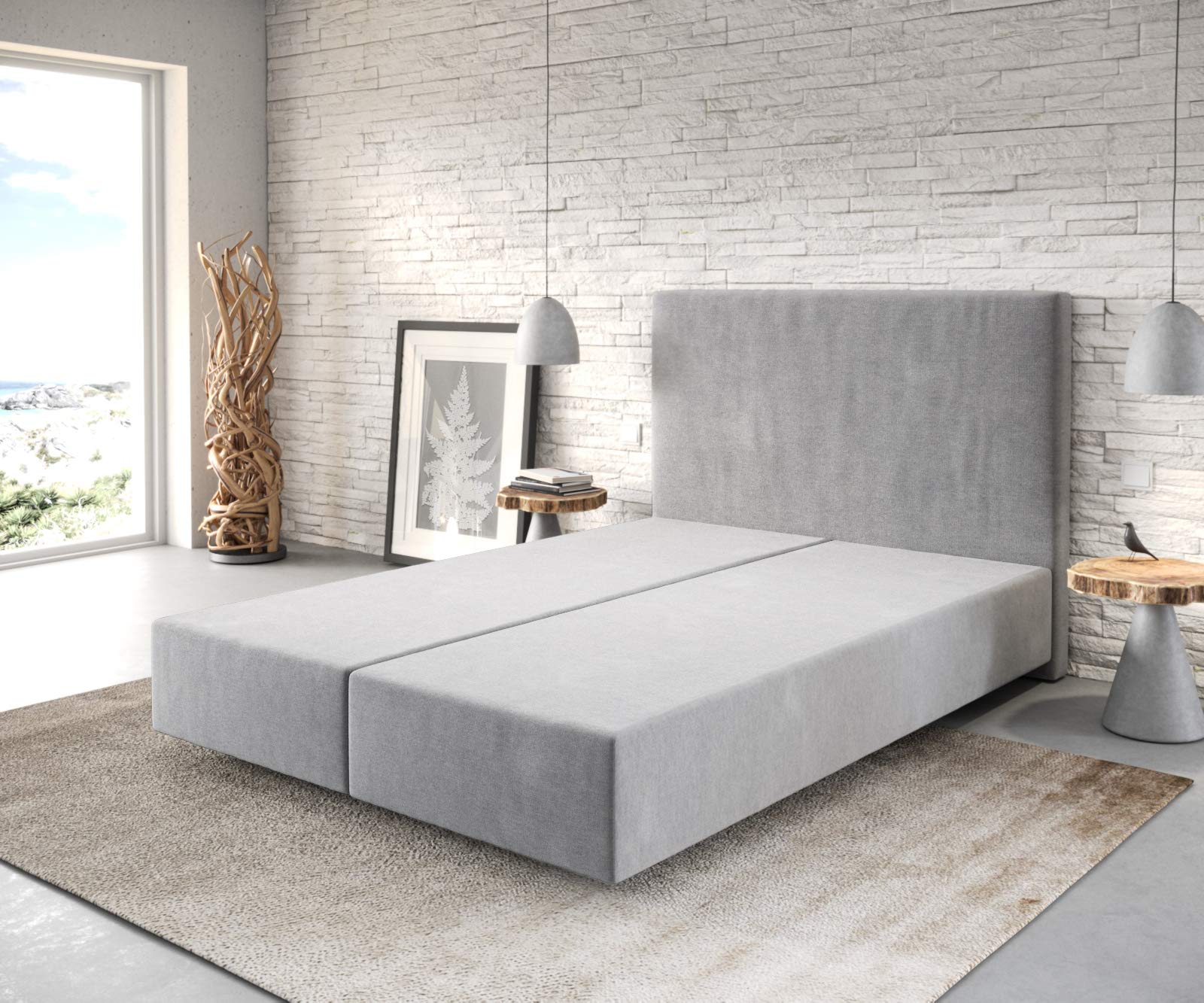 DELIFE Boxspringgestell Dream-Well Mikrofaser Grau 140x200 cm Bettgestell