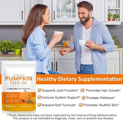 Miniatura 7 de 300 cápsulas de aceite de semilla de calabaza, aceite de semilla de calabaza 2 en 1 con palma enana americana para el crecimiento del cabello,