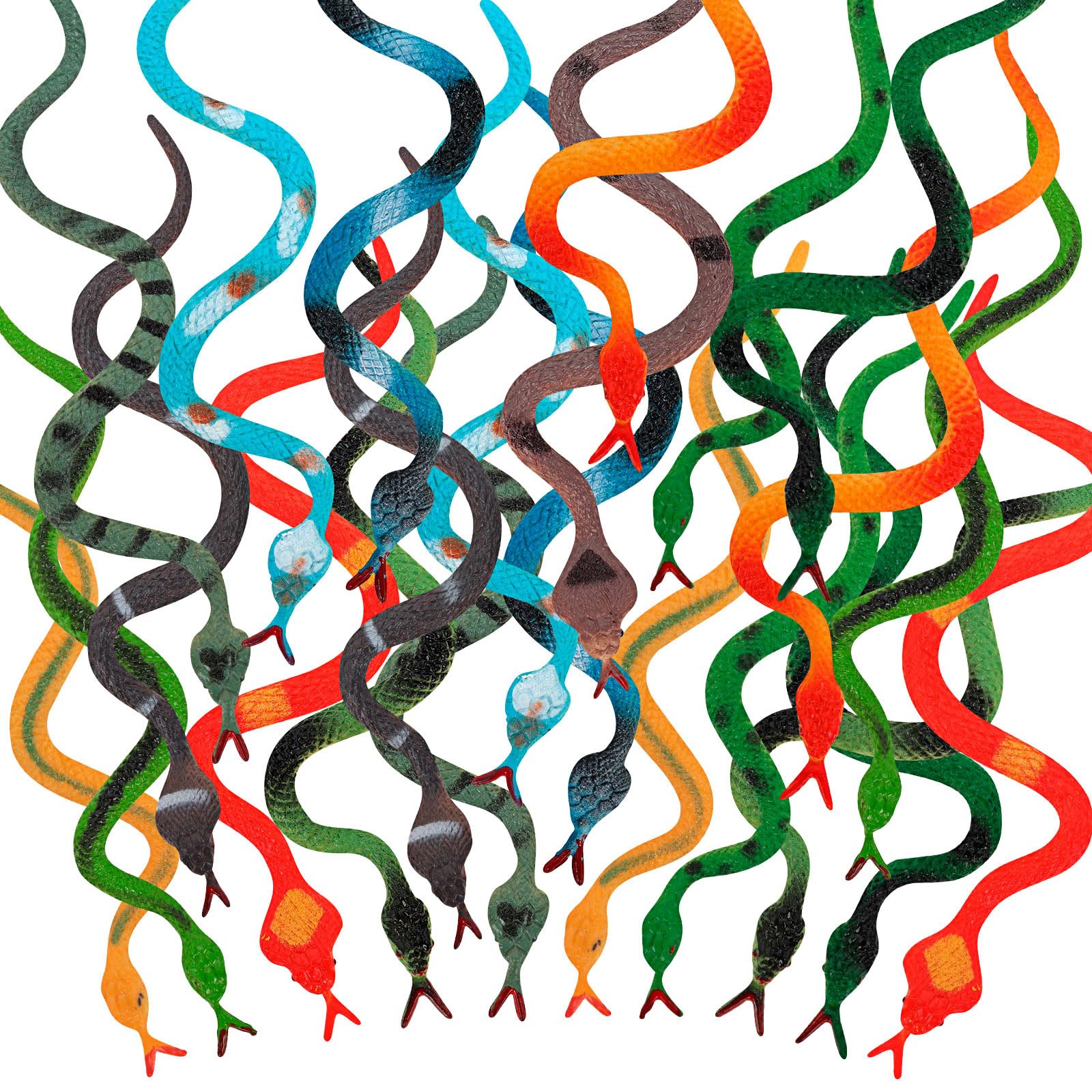 24 Pcs Realistic Rubber Snakes Colorful, Mini Plastic Snakes, Prank Snake Toys for Party, Tricking People, Kids Playing, Garden Props Decorations, 4in