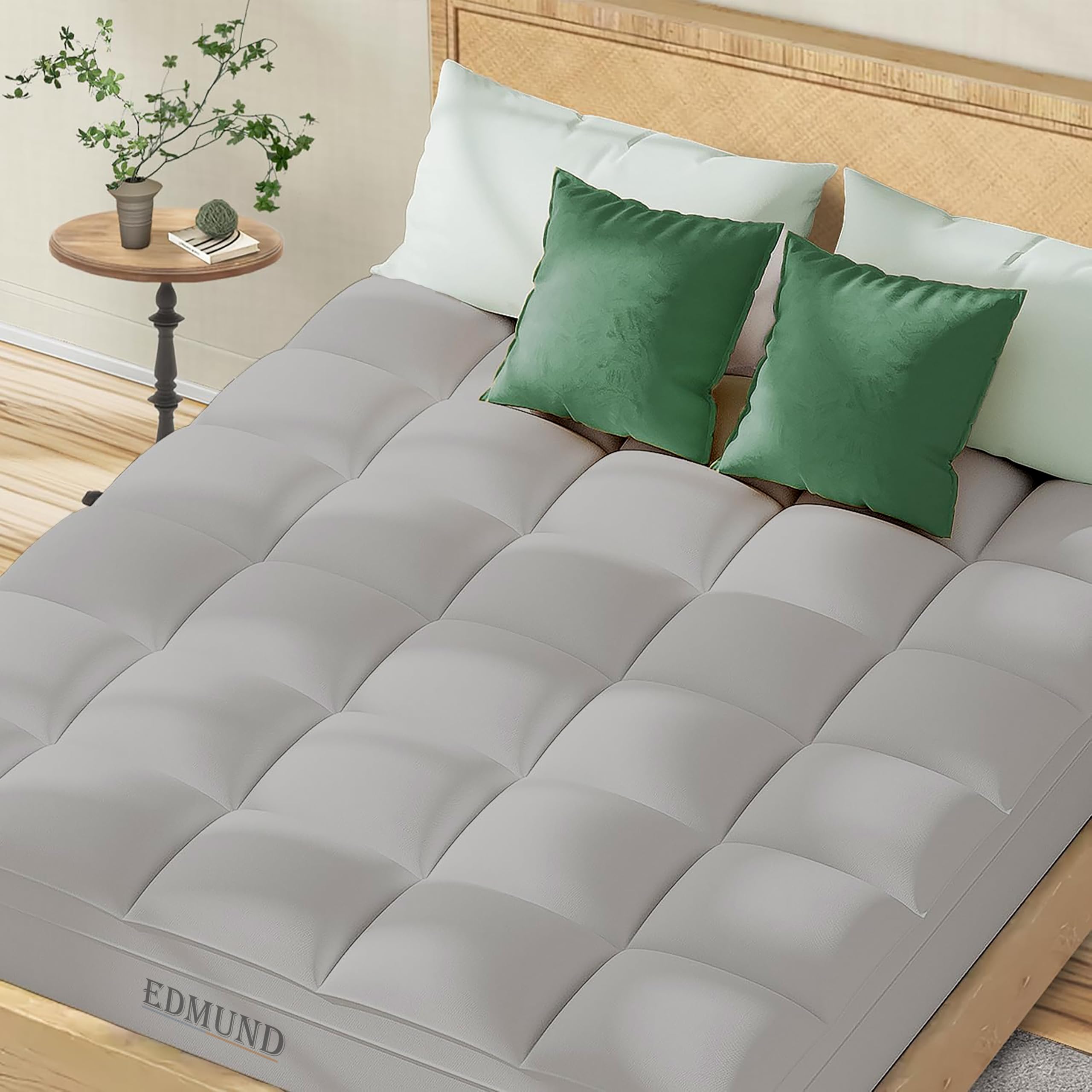 Edmund Hotel Quality Mattress Topper Quilted Fluffy Premium Cotton Finished Mattress Pad 1000-GSM Double Bed King Size 60 x 78 Inch Quilted Topper for Best Sleeping - (6x6.5 Feet_Silver Grey)-image-36