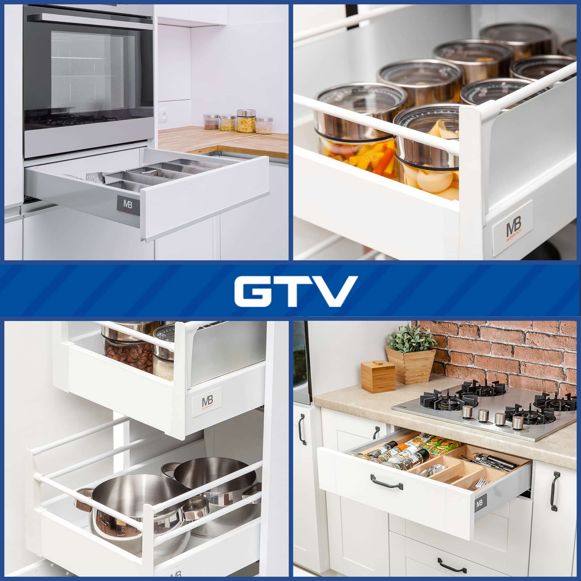GTV - Modern Box Schublade I L=500mm H=83 mm I Grau I Leises Schließen I Belastung bis zu 40 kg I Einfache Installation I Synchronisation des Fahrweges der Führungen I PB-D-KPL500A