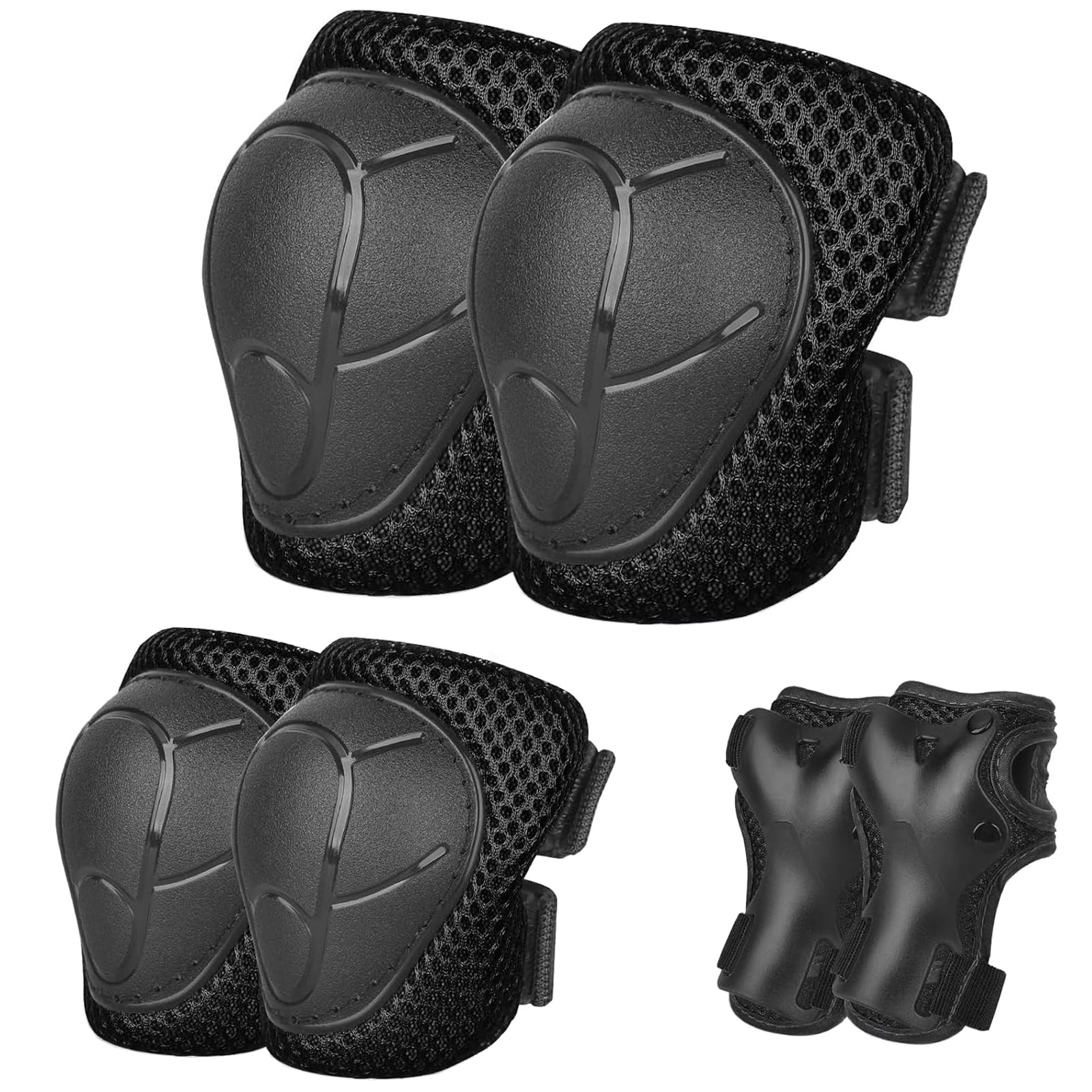 JeeFree Skateboard Pads Kids/Youth/Adult Shield Elbow Pads and Wrist Guards Protective Gear,Strong Double Straps&Adjustable Easy-Fix Clips for Skateboarding,Rollerblading,ScooterRoller,Bicycle,Skating