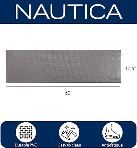 Miniatura 4 de Nautica Tapete de cocina acolchado antifatiga para el suelo de la cocina, grueso, antideslizante, impermeable, alivio para cocinar y estar de pie