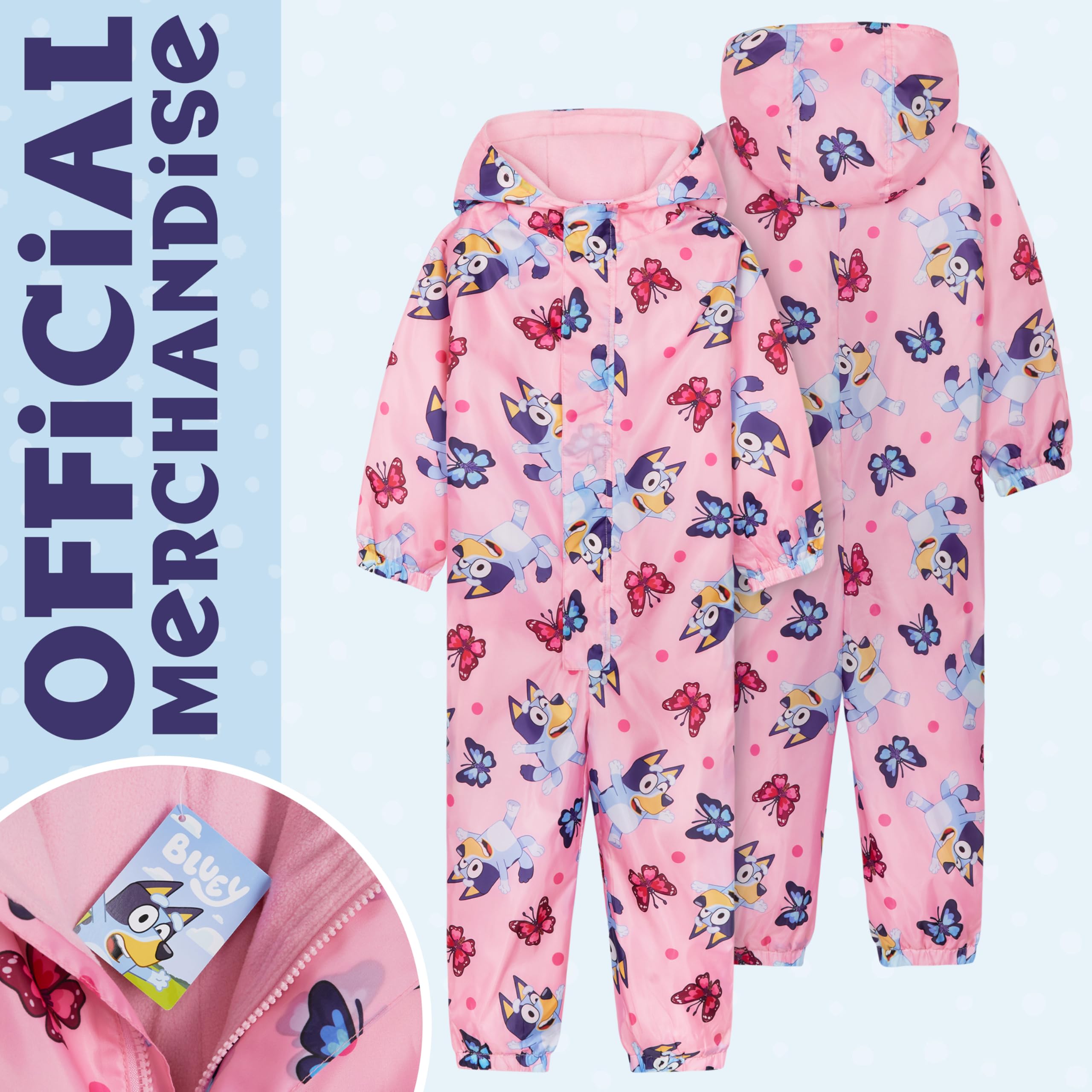 BlueY Combinaison Imperméable Fille, Combinaison de Pluie Tenue de Pluie Enfant avec Capuche et Doublure Polaire, Idéale pour l'Extérieur