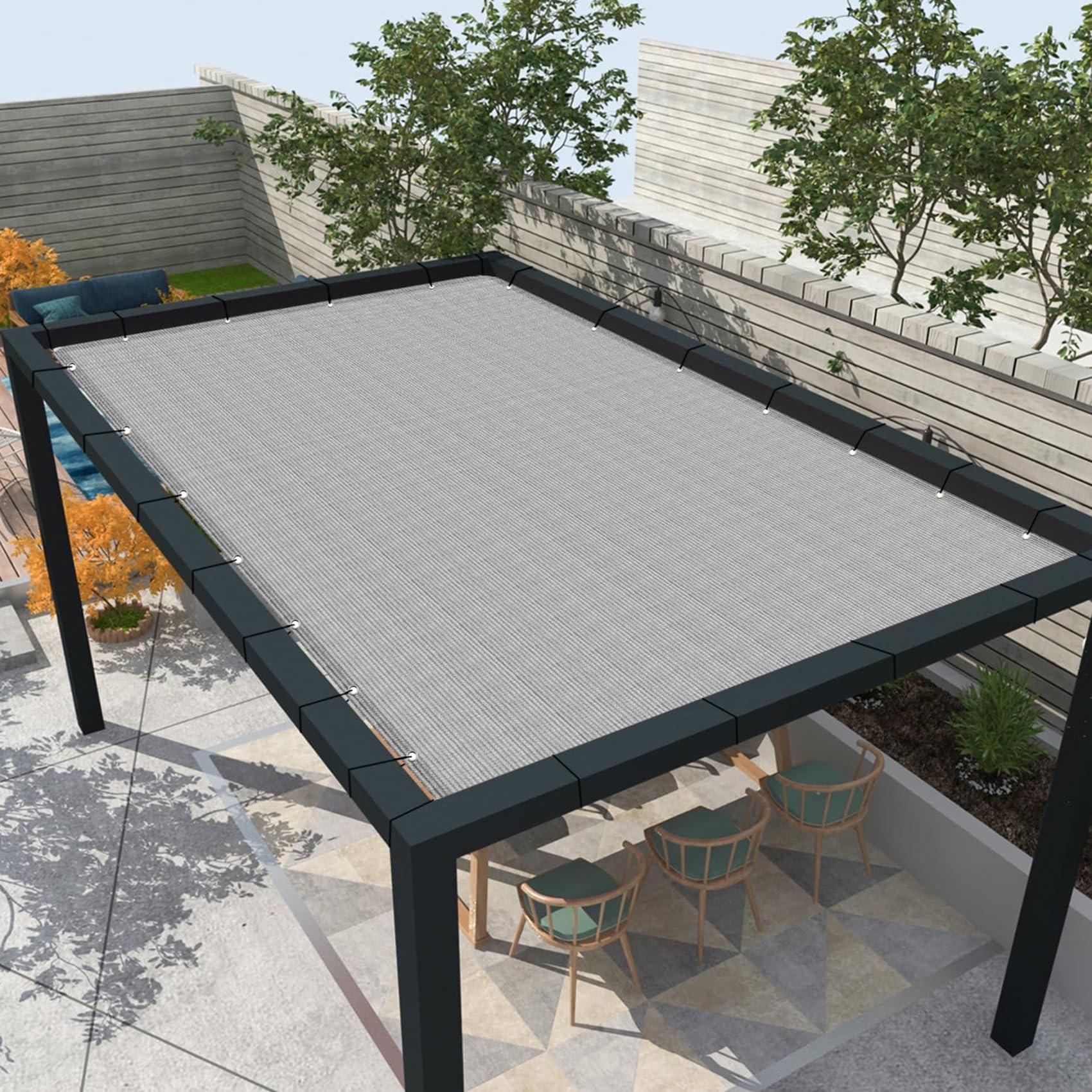 Sonnensegel Sonnenschutz inkl Befestigungsseile 200 x 250 cm, Sonnenschutz UV Schutz Windschutz, Reißfest, Sonnensegel HDPE Rechteckig für Garten, Outdoor, Balkon, Hellgrau