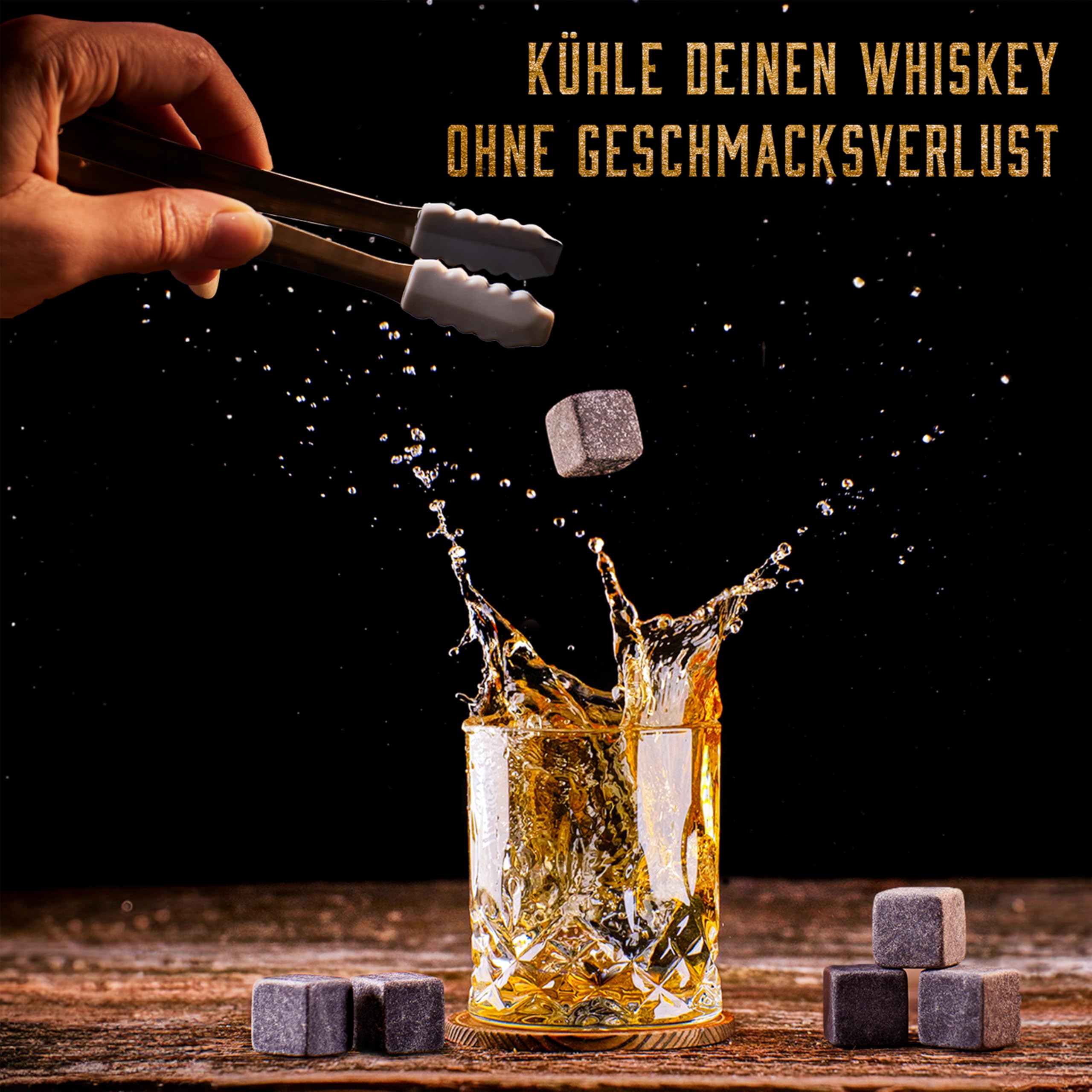 WHISISKEY Whisky Karaffe Set - Whiskey Geschenkset - Geschenke für Männer - Männergeschenke Geschenk - Geburtstagsgeschenk Mann - Klassische Dekanter 700ML, 4 Whisky Gläser, 8 Whisky Steine