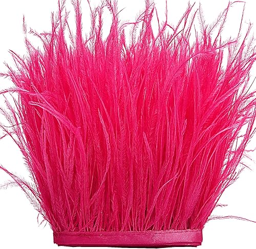 Miniatura 9 de THARAHT Plumas de avestruz con flecos de costura de 2 yardas de 4 a 6 pulgadas para vestidos de bricolaje, costura, ropa de manualidades, decoración