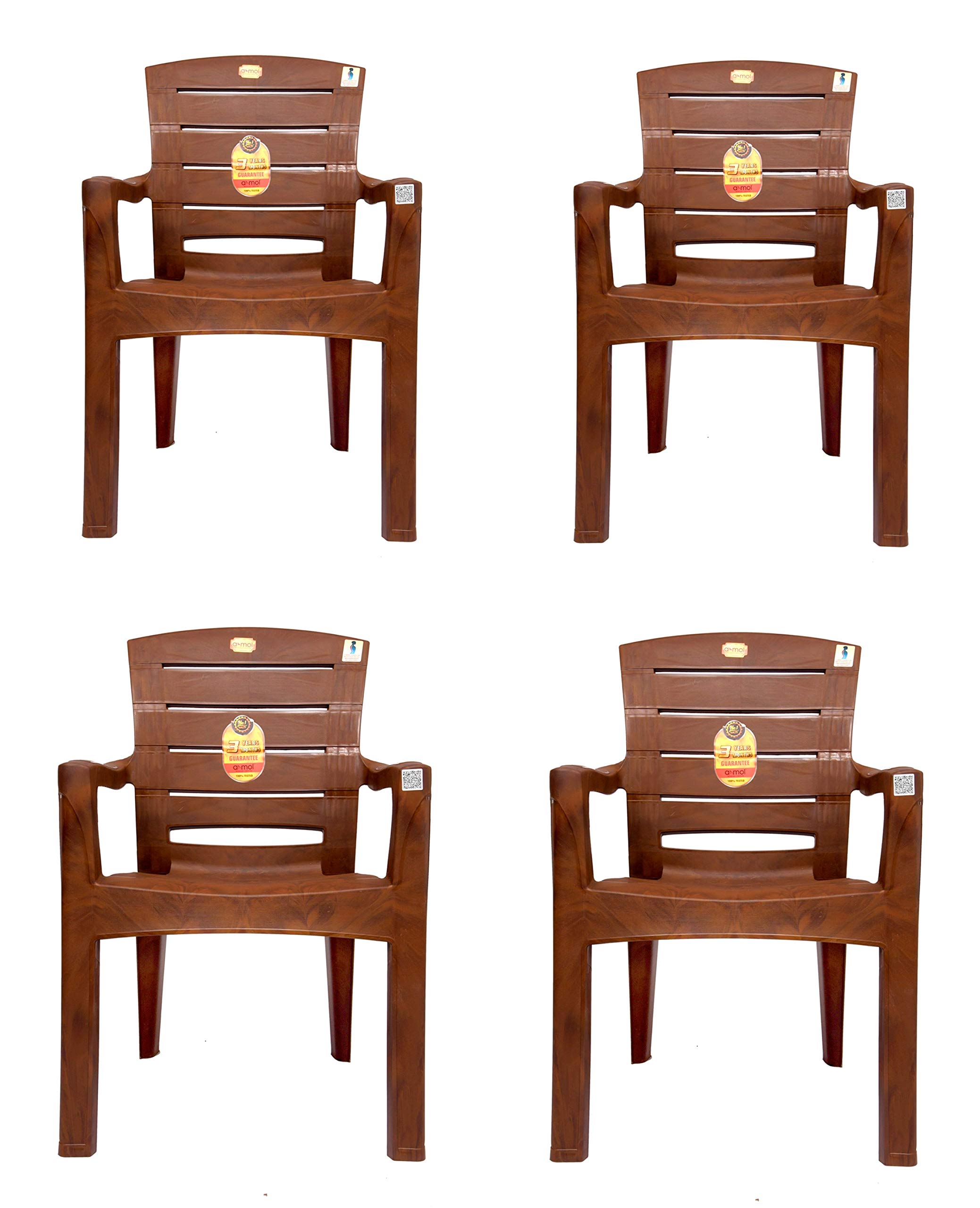 ANMOL Moulded Jaguar High Back Chair Strong Structure Build Chair for Home Brown (on Manufacturing defect) (Weight Bearing Capacity 200kg) (Set of 4)