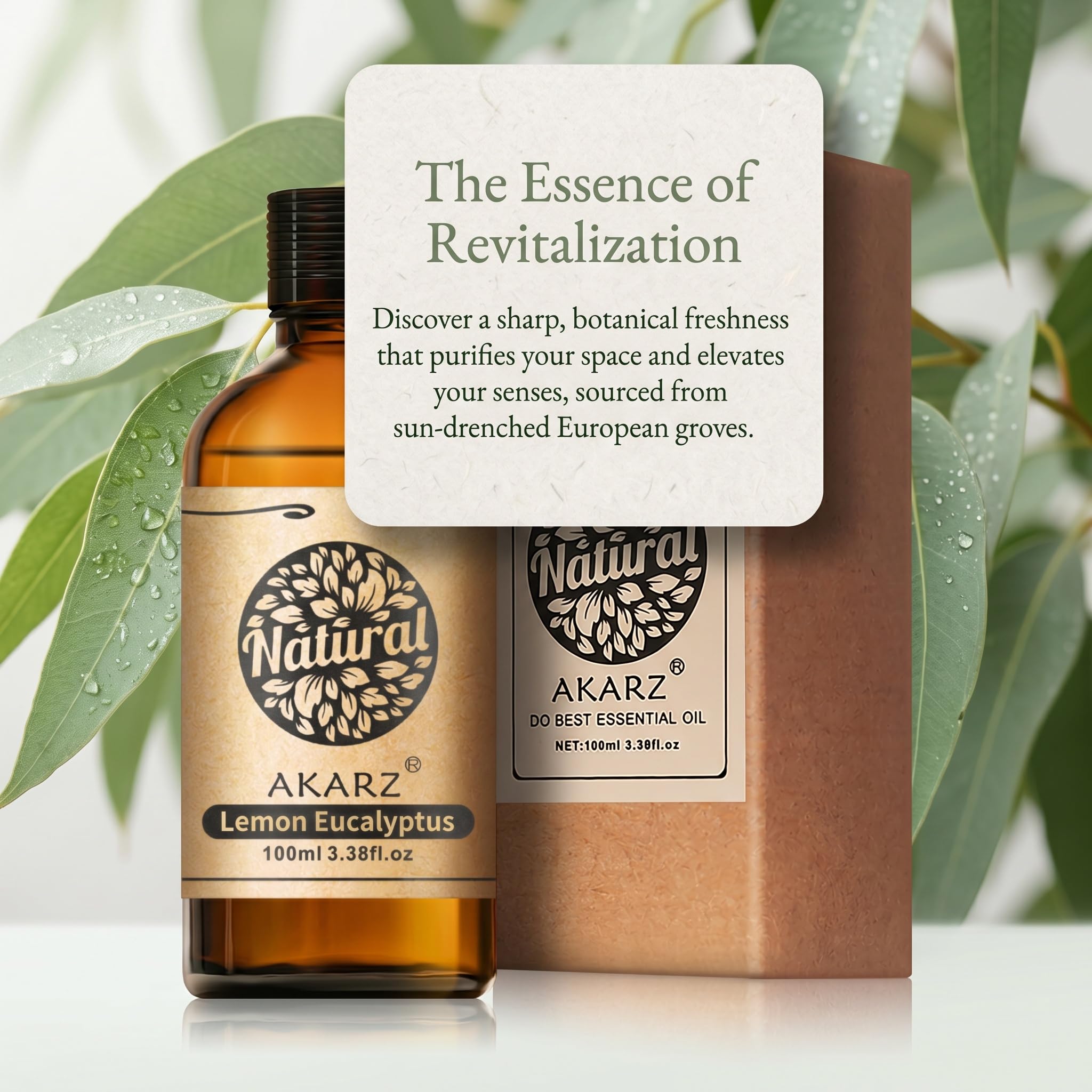 AKARZ 100ml Olejek esencjny z Eukaliptusa Cytrynowego - Naturalny olejek aromatyczny do dyfuzorów, lamp aromatycznych i aromatów pomieszczeń