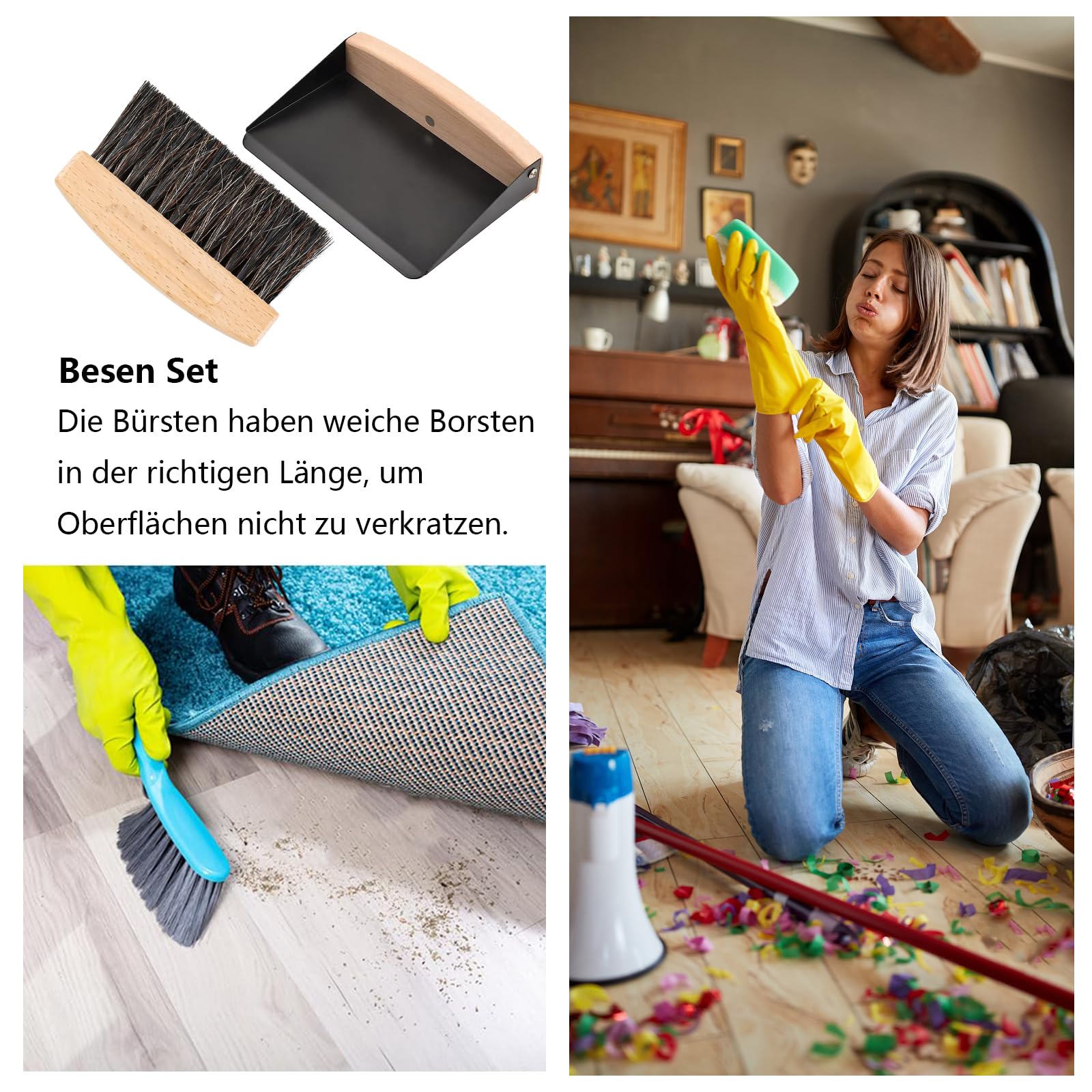 Tischbesen Set Mit Kehrschaufel - Mini Handfeger Für Küche & Büro