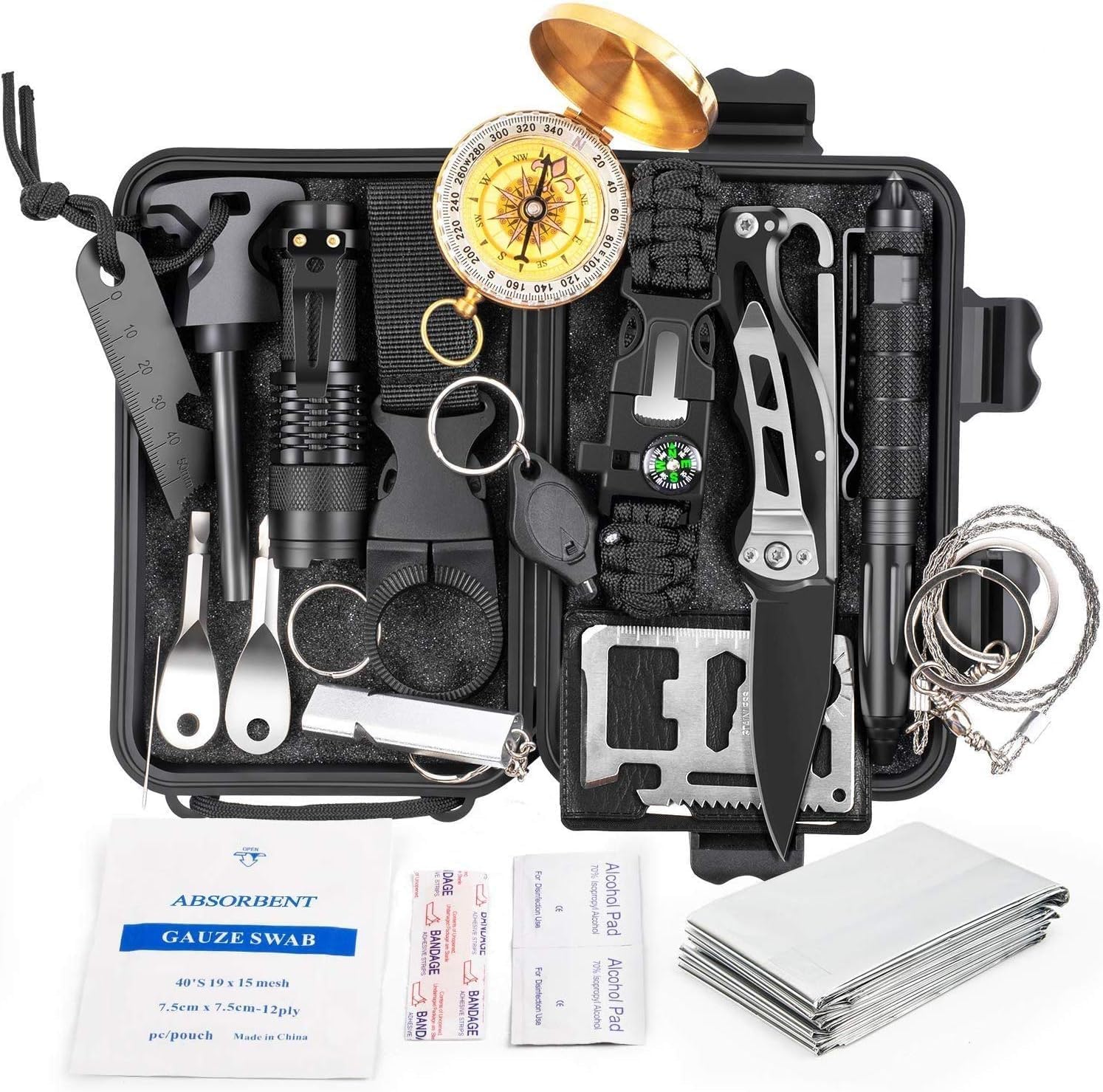 18-in-1 EDC Survival Kit with 30+ Functions for Urban EDC, Camping, Fishing, Hunting, Tactical, Emergency Preparedness & Response