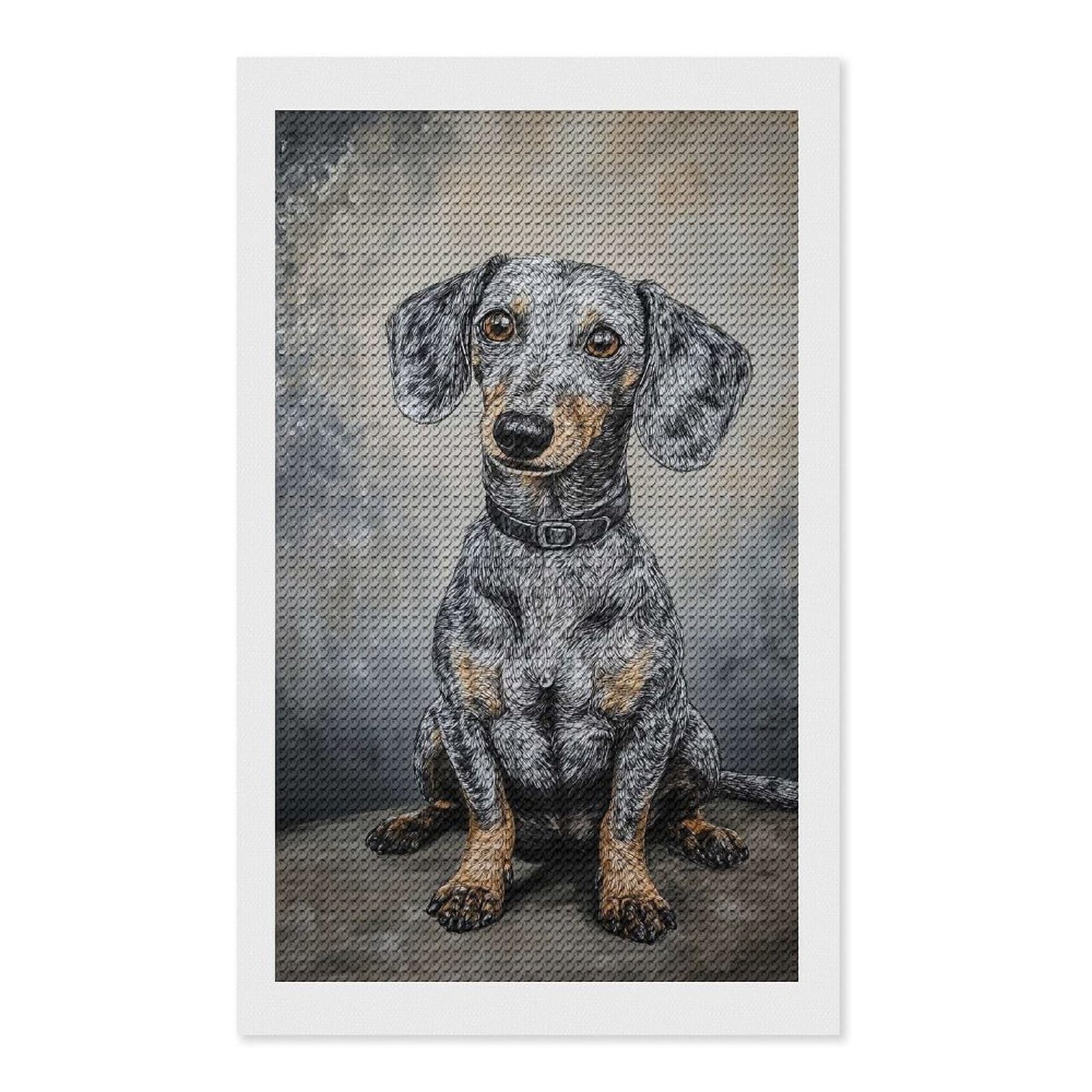 Junmoney Dachshund Portrait Diamond Art Canvas 12"x20", Easy Handmade Project, Complete Accessories, Bedroom Decor, Birthday Gift
