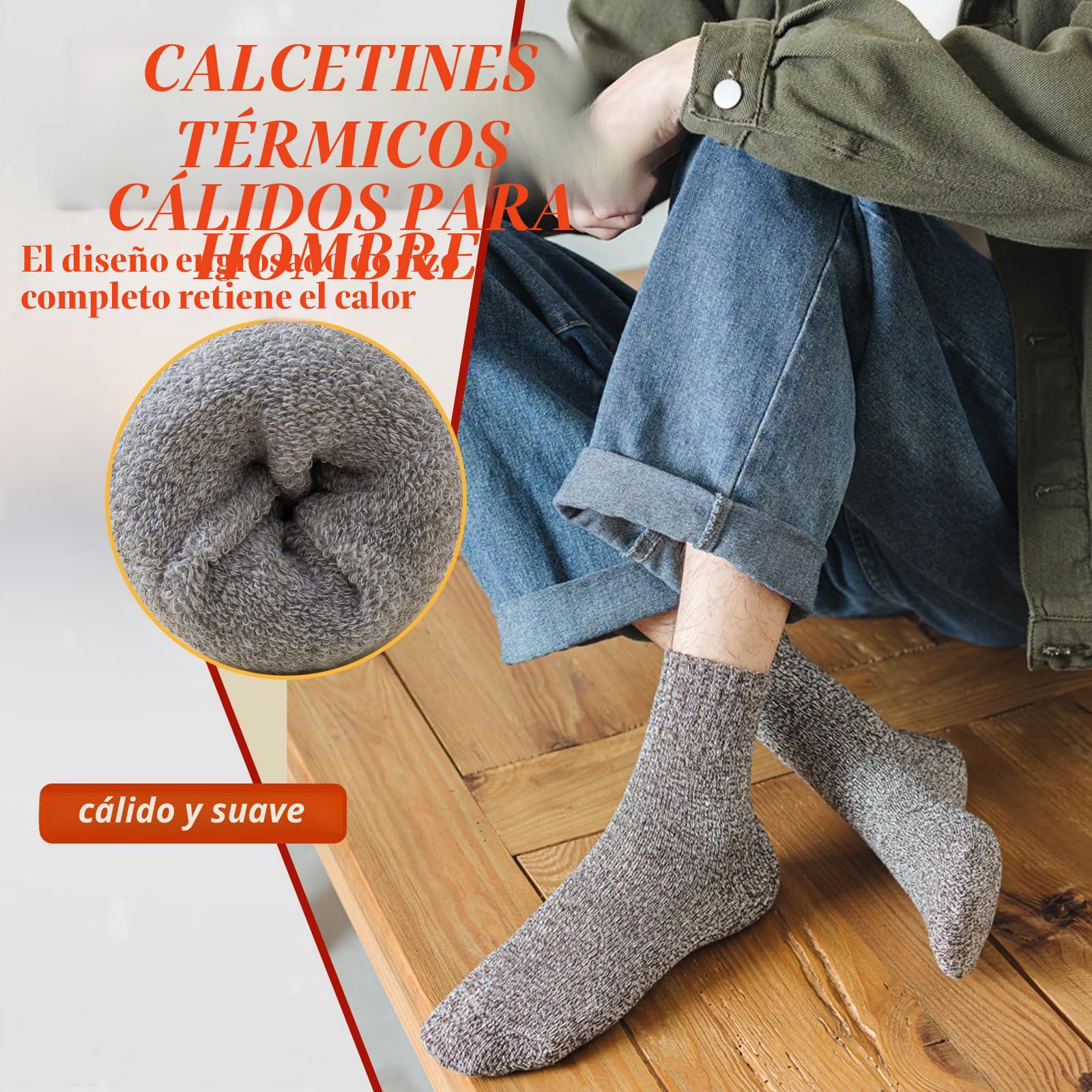 VoJoPi Calcetines Térmicos Hombre, 5 Pares Calcetines Hombre Invierno con Rizo Suave, Cómodos y Transpirables para Senderismo Running Esquiar Deportes, Talla 39-45