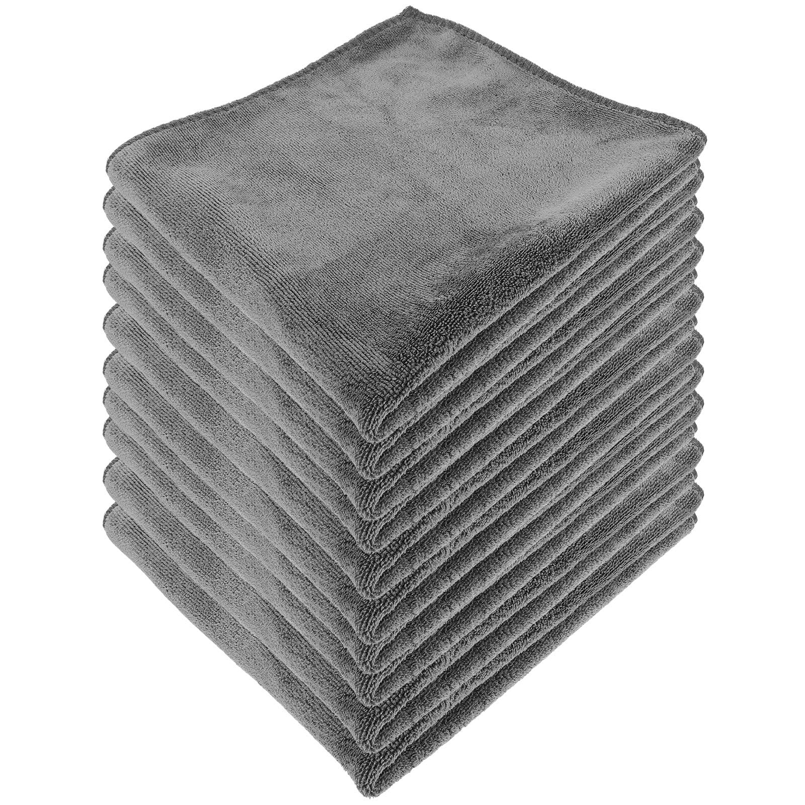 YARNOW Paños de Microfibra Reutilizables para Limpieza del Hogar y Lavado de Coches, Absorbentes y Suaves, Tamaño 40x40 Cm, Color Gris, Paquete de 12 Unidades