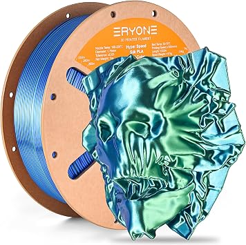 ERYONE Silk Filament PLA+ 1.75mm Shiny 3D Printer Filament, Multicolor PLA 2 in 1, 1kg 2.2LBS/Spool, HS Silk Dual Color Blue & Green