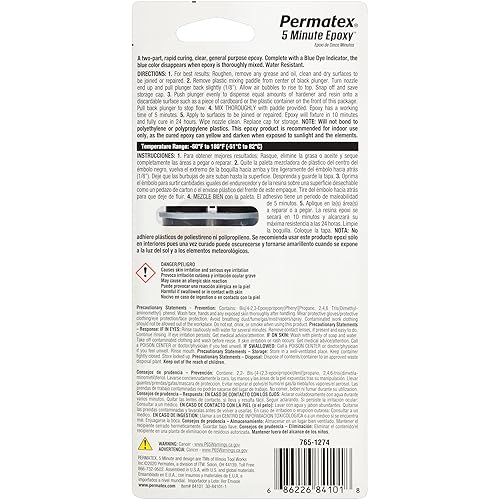 Miniatura 2 de Permatex 84101 PermaPoxy - Epoxi de uso general de 5 minutos, 0.84 onzas.