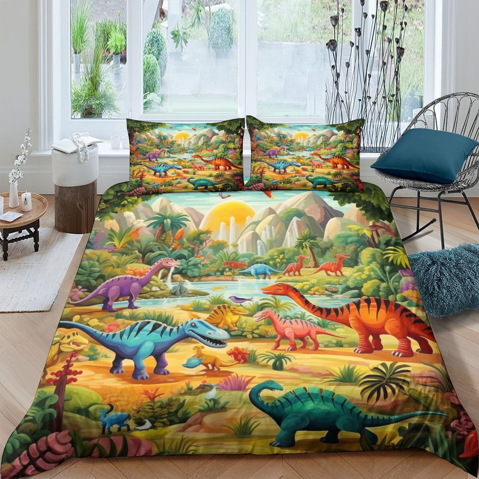 Housse de couette dinosaure 3D king size finis les lits défaits en microfibre