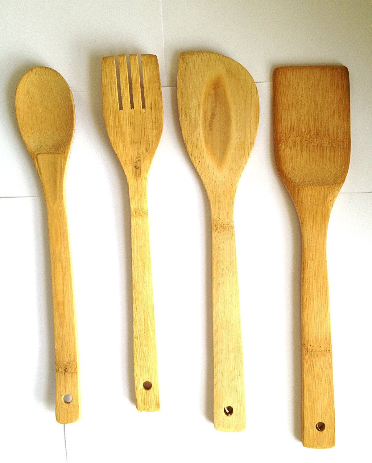 V-VAPE 4 x Piece Wooden Spatula Kitchen Cooking Utensils Set