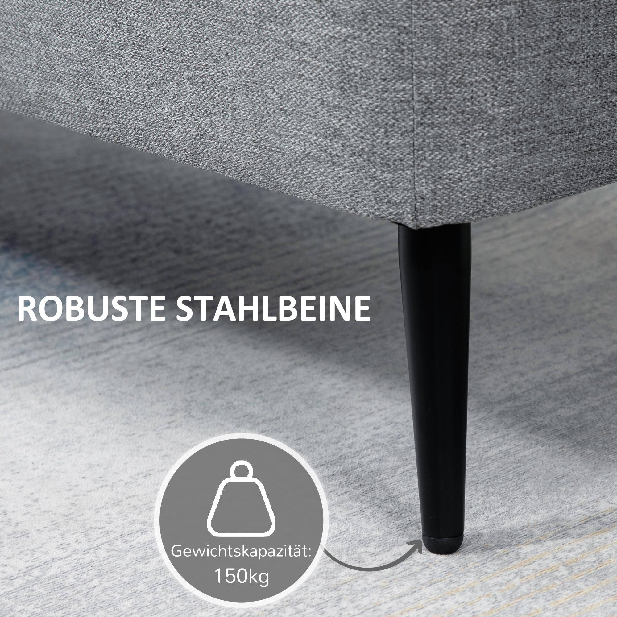 HOMCOM Panca Contenitore Rivestita in Tessuto, Effetto Velluto, Cassapanca con Contenitore Imbottita, per Camera da Letto, Soggiorno e Ingresso, 101x38.5x44.5 cm, Grigio