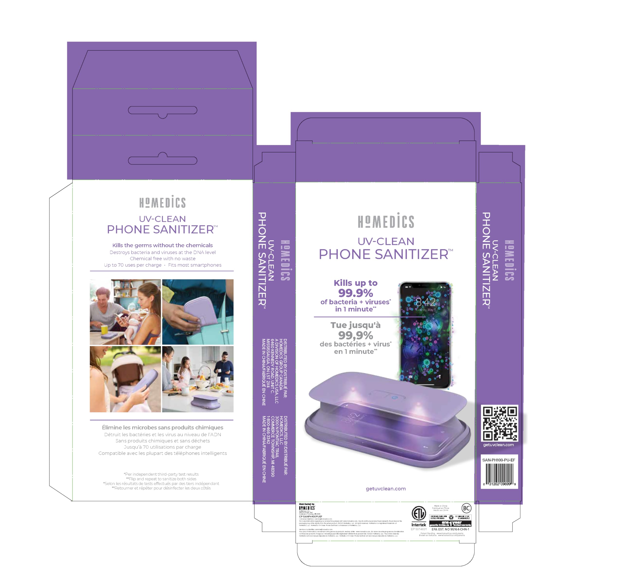 HoMedics Désinfectant UV pour téléphone