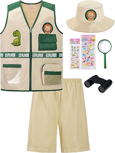 ReliBeauty Kit de explorador para niños, juego de chaleco de carga, pantalones y sombrero ReliBeauty Kit de explorador para niños, juego de chaleco de carga, pantalones y sombrero