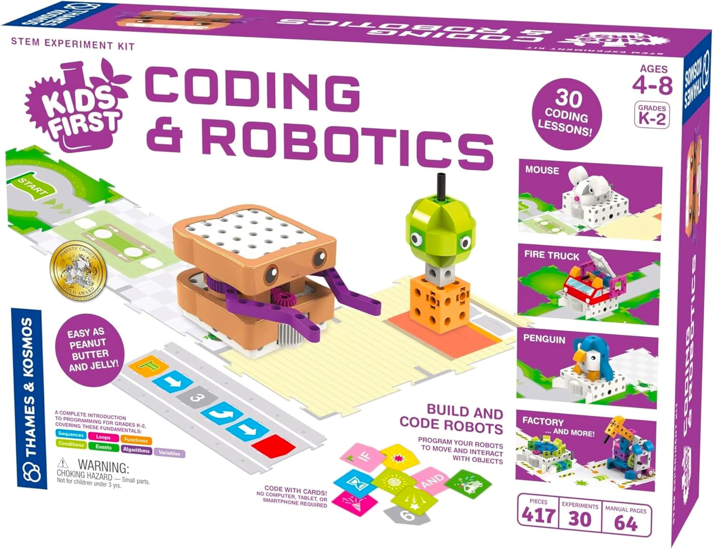 Thames & Kosmos 567012 Kids First Coding & Robotics | No App Needed | Grades K-2 | Intro To Sequences, Loops, Functions, Conditions, Events, Algorithms, Variables | Parents Choice Gold Award Winner |