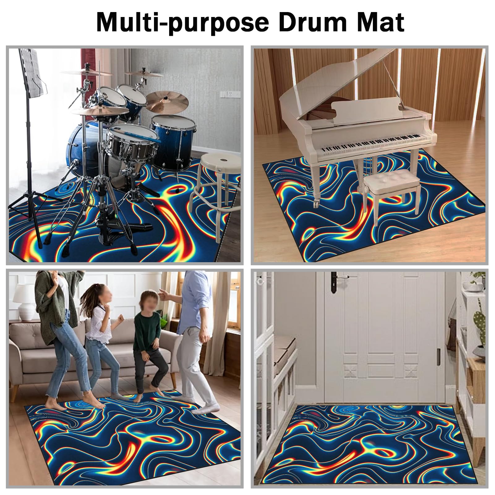 140 x 120 cm Dywan z baterią elektroniczną Dźwiękoszczelny Antypoślizgowy Dywan Pochłaniający Akustyczny Profesjonalna mata do instrumentów muzycznych do instrumentów muzycznych do gitary basowej