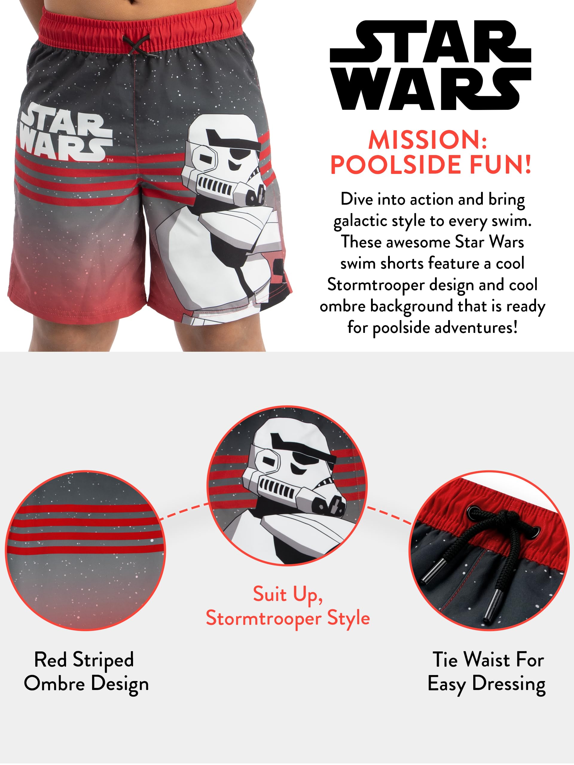 Star Wars Kąpielówki Chłopięce, Szorty Kąpielowe Dla Chłopca, Kostium Stormtroopera