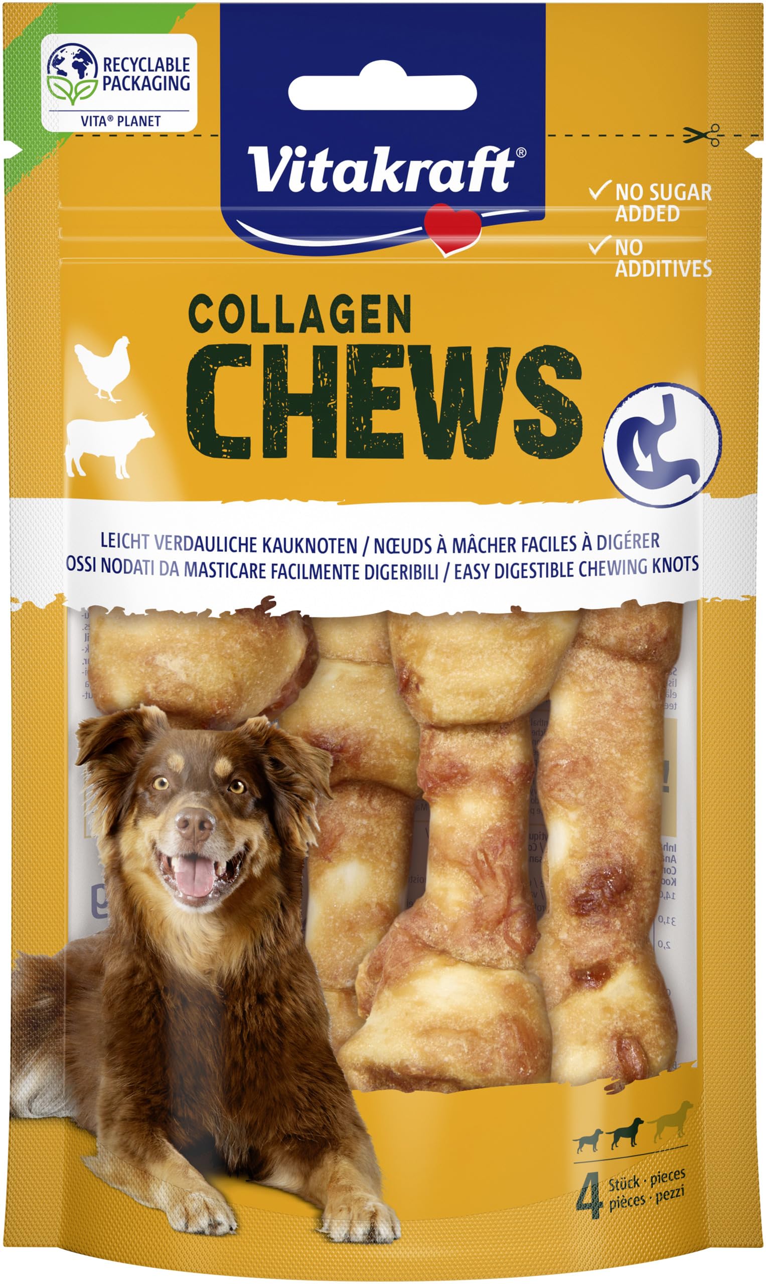 Vitakraft Collage Chews masticatori per cani con collagene e pollo 80g