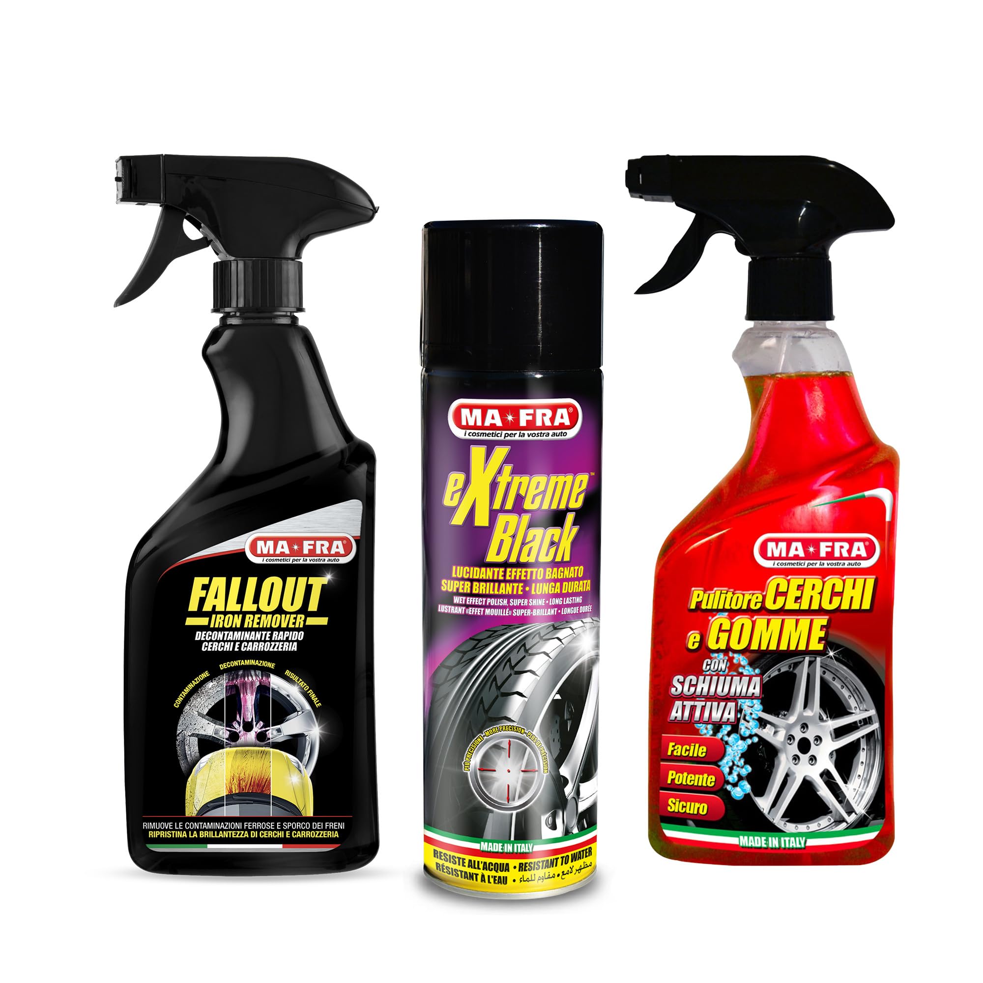  Ma-Fra Fallout Iron Remover 500 ml - Rim and Tire Cleaner per Rim e Pneumatico, Ideale per la Rimozione di Residui Ferr