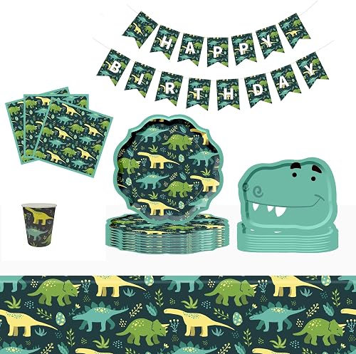 Birthday Party Table setting DIY Decoration Set - Green Dinosaur