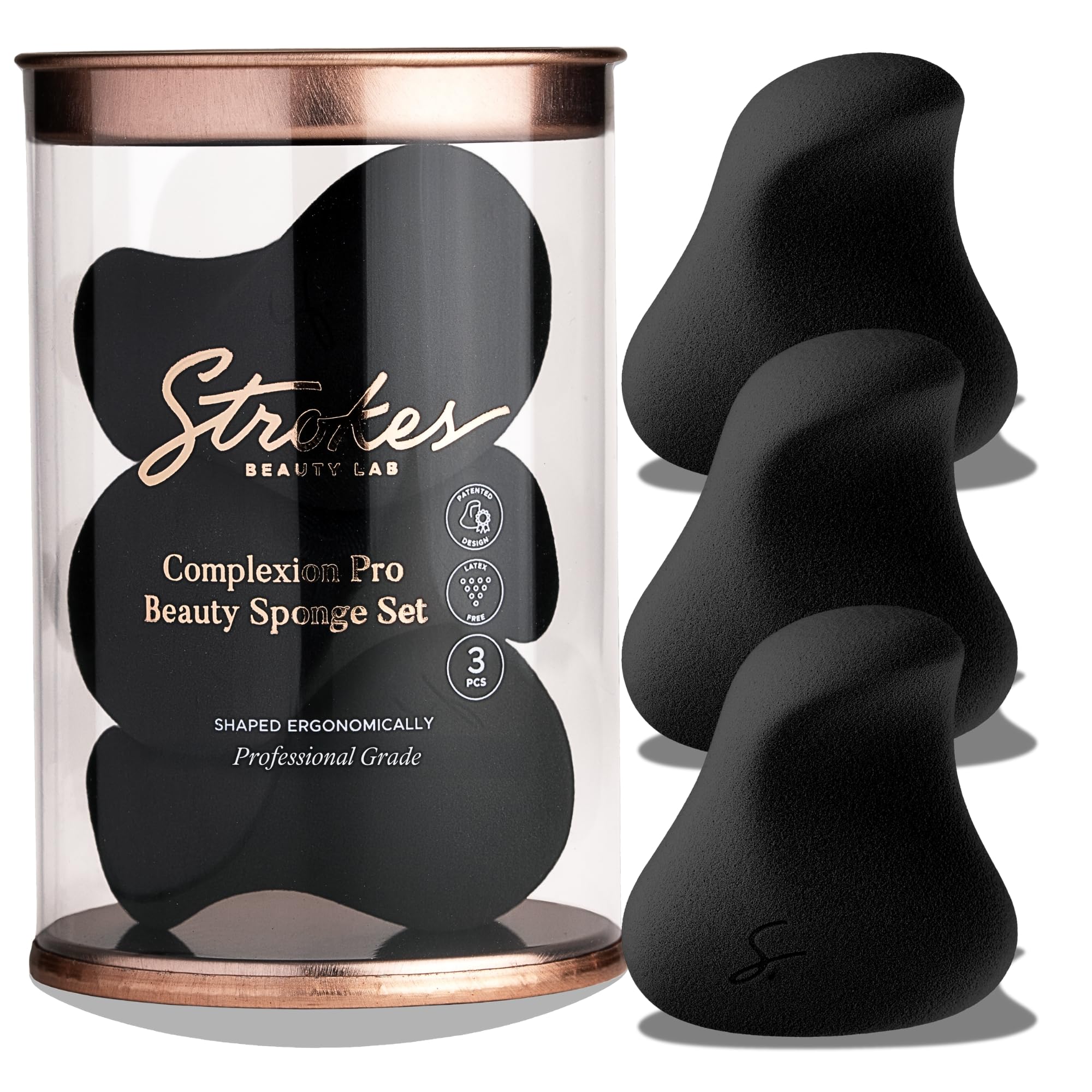 Strokes Beauty Lab Original Beauty Blender Makeup Sponge Applicator for Powder, Cream & Liquid, Beauty Tools Puff, Streak Free Application, Vegan,