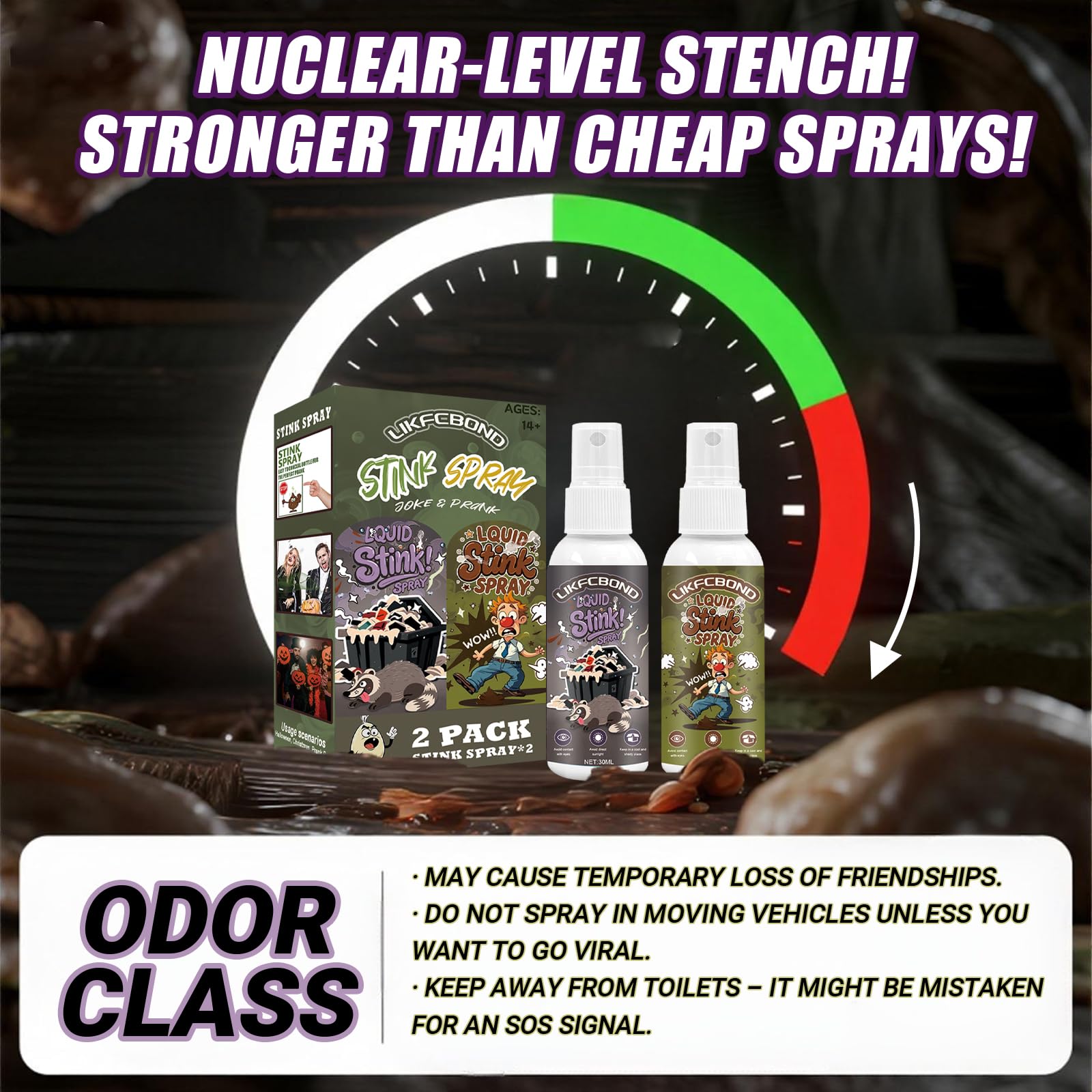 Prank Spray Extra Strong 60ml, Stinky Spray Weird Stuff, Super Potent Gag Spray, Funny Prank Gift for Party, Office Joke, Bus, Elevator (30ml*2)