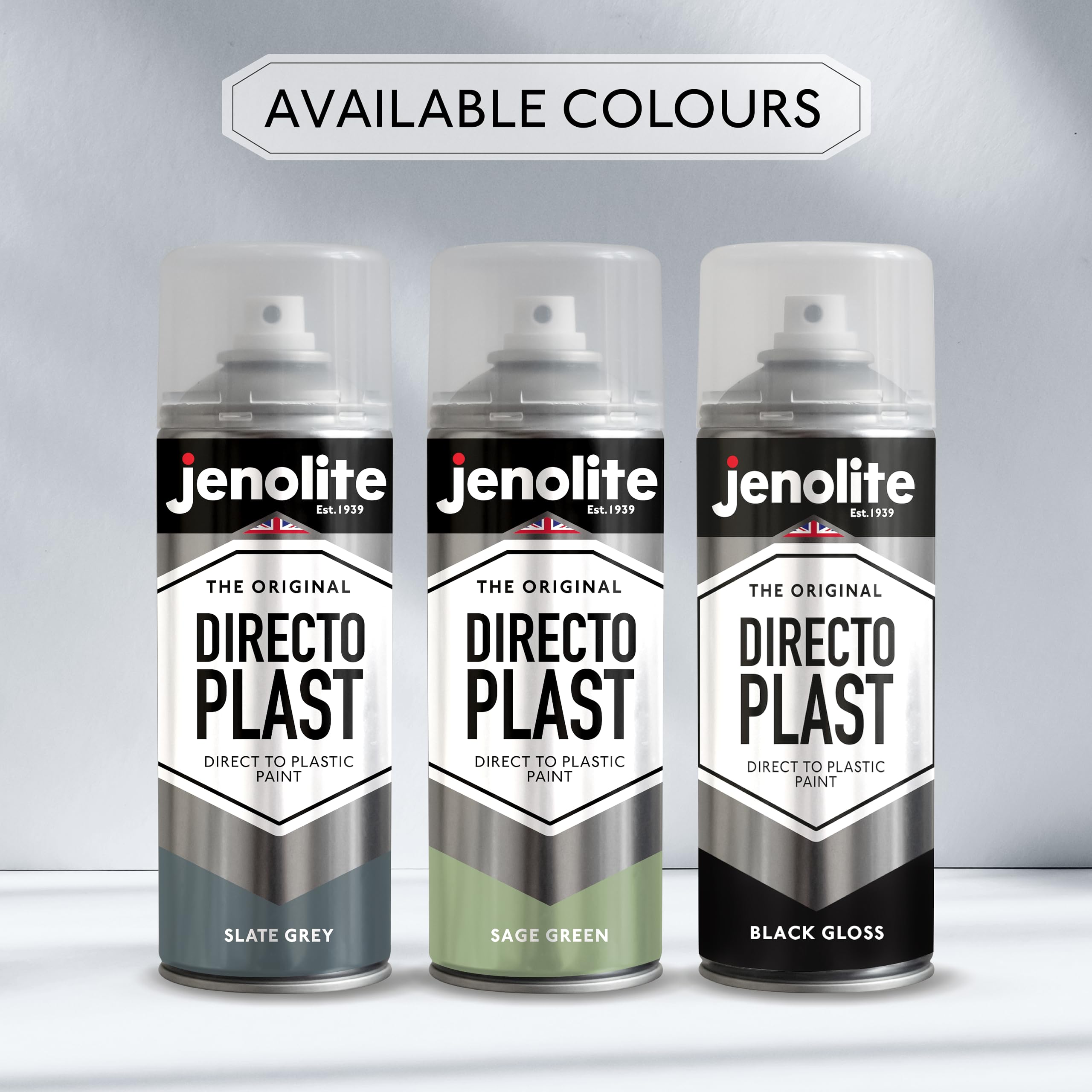 JENOLITE Directoplast farba błyszcząca, biała, farba w sprayu do wszystkich rodzajów tworzyw sztucznych, bez podkładu, 400 ml, RAL 9016