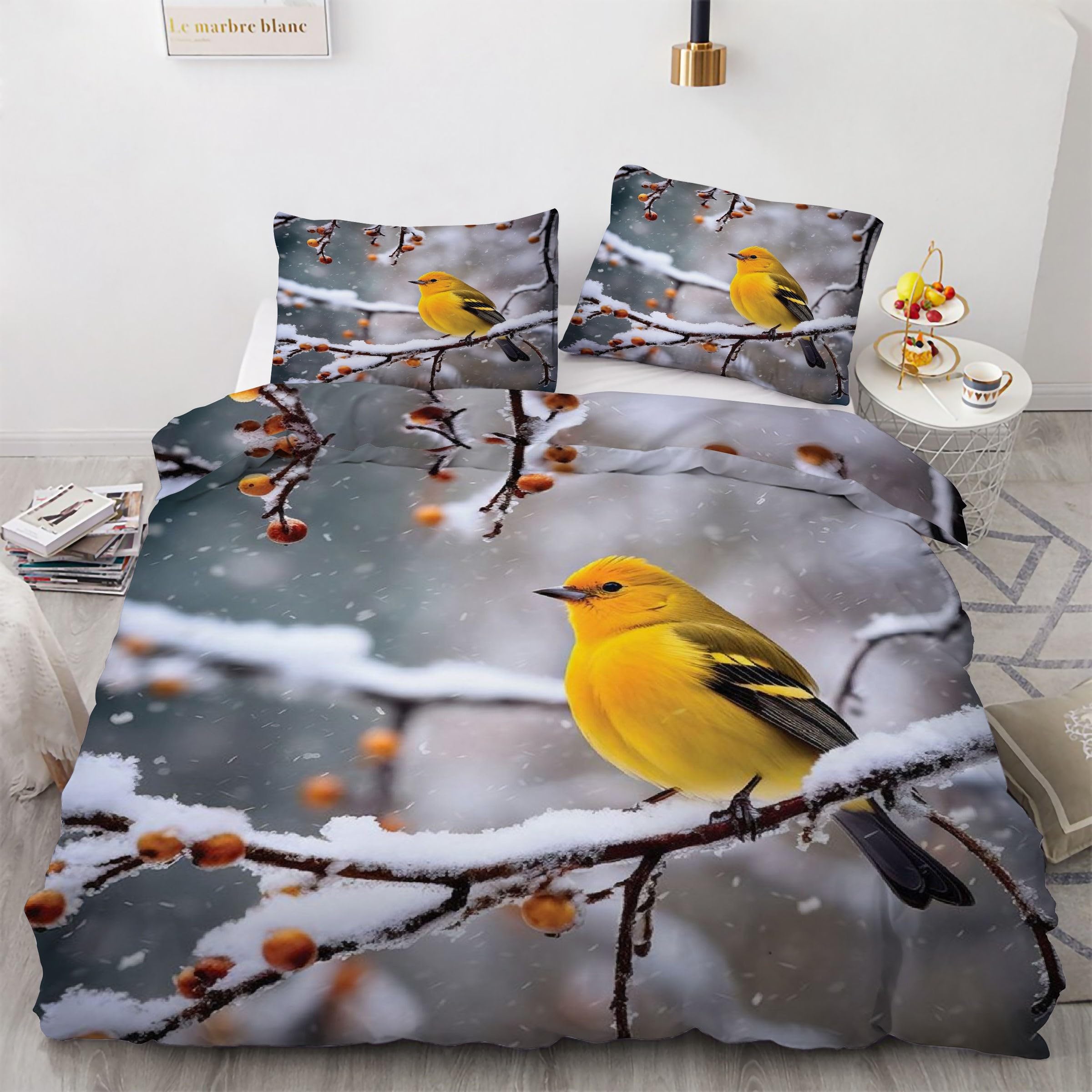 Housse de couette flocon de neige en microfibre douce imprimée lit deux personnes