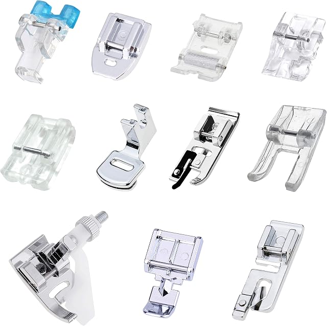 ZKSMNB 11 Pcs Presser Feet, Sewing Machine Presser Walking Feet Kit Compatible for Brother Babylock Janome Elna Toyota New Home and Low Shank Sewing Machines