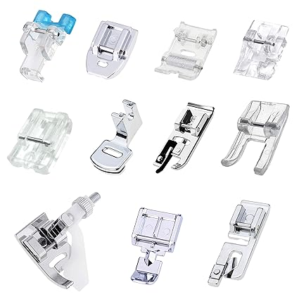 ZKSM 11 Pcs Presser Feet, Sewing Machine Presser Walking Feet Kit Compatible for Brother Babylock Janome Elna Toyota New Home and Low Shank Sewing Machines