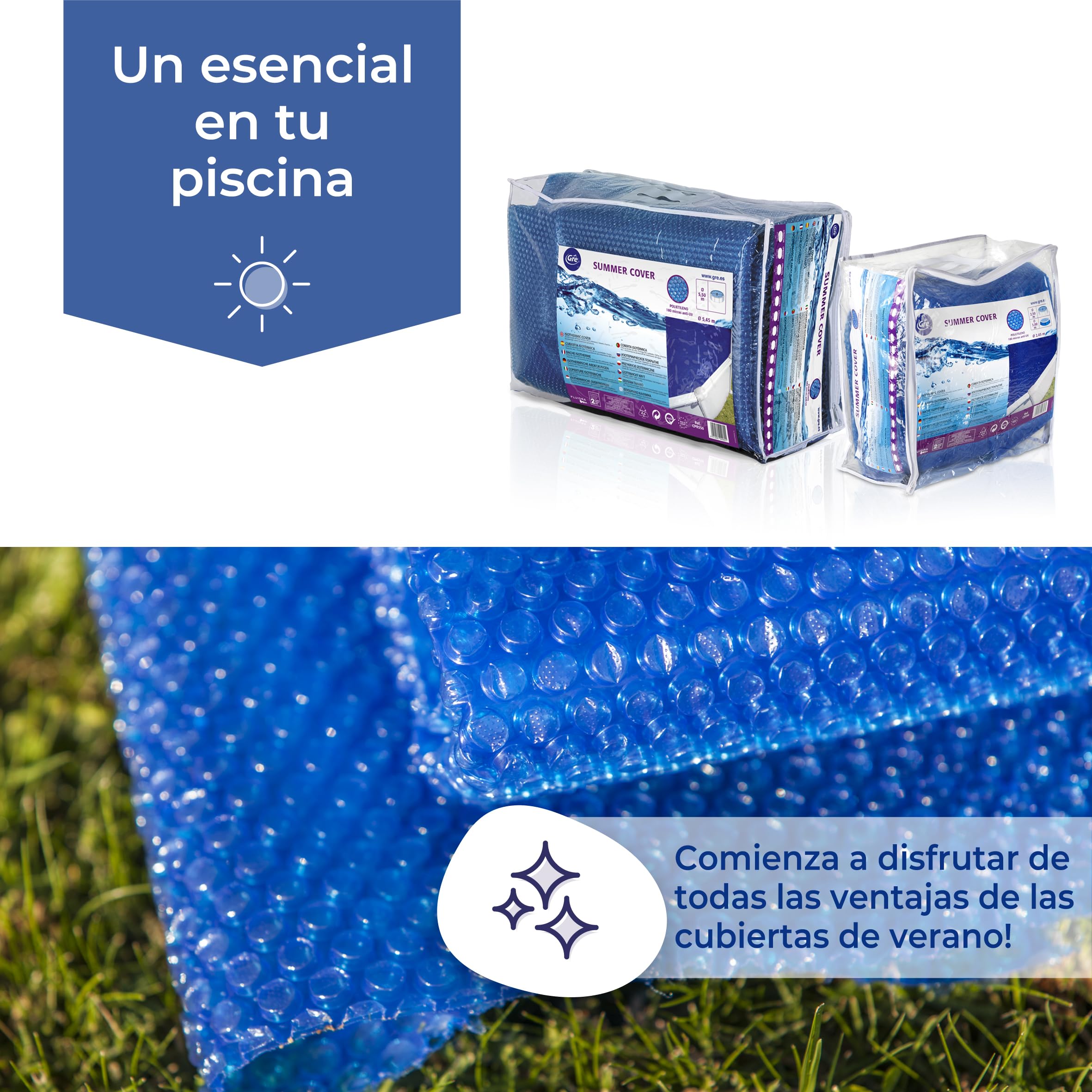 Gre CVPE800 - Cobertor de Verano para Piscina Ovalada Enterrada de 800 x 400 cms, Color Azul