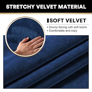 PrinceDeco Velvet Spandex Bench Covers for Dining Room - Soft Thick Velvet Bench Slipcover Bed Bench Cover Removable Washable Bench Seat Protector for Living Room, Kitchen, Bedroom (Large, Navy)