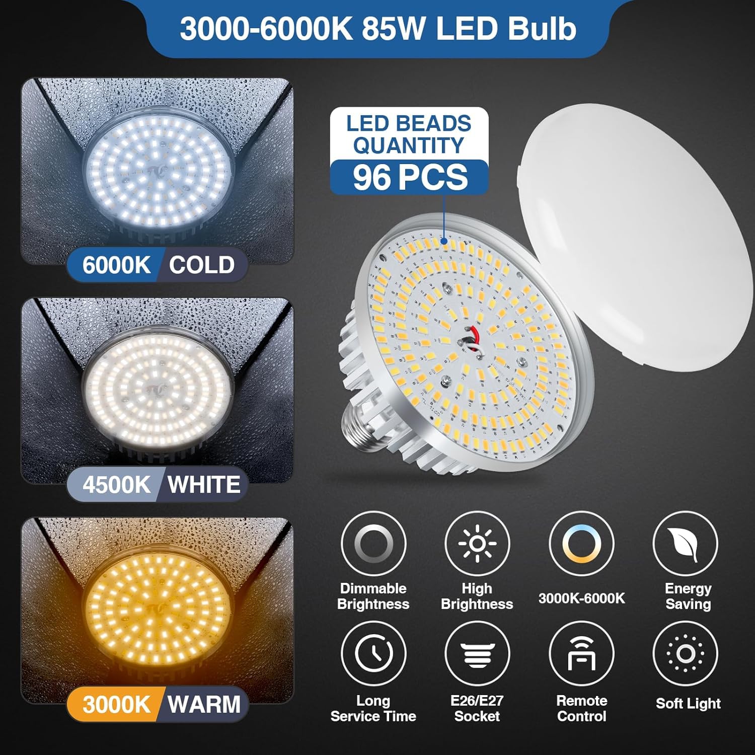 EMART Softbox Set, Kit Softbox per Studio Fotografico de 40x40 cm con y Bombilla Led de 85 w (3000K-6000K) con Mando a Distancia para Estudio Fotográfico, Retratos y Grabación de Vídeo (1 Pack)