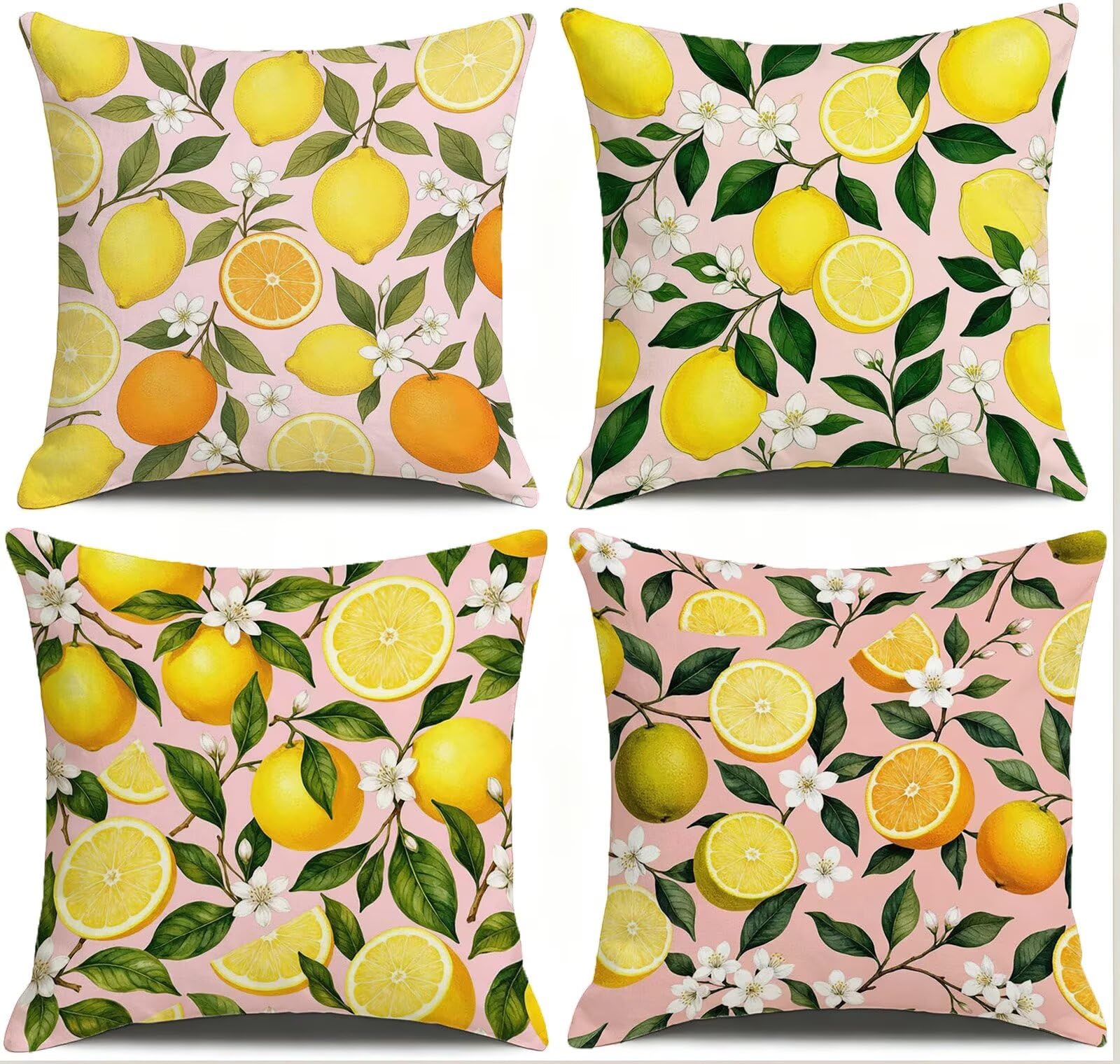 Giallo Federe Cuscini Divano 50x50cm, Cuscini da Esterno Set de 4, Cod-218