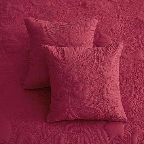 Vista 40 de Colcha extragrande tamaño King, funda de cama ligera ultrasónica, patrón de cachemira, reversible, 5 piezas, 100% microfibra, blanco puro 1-amarillo