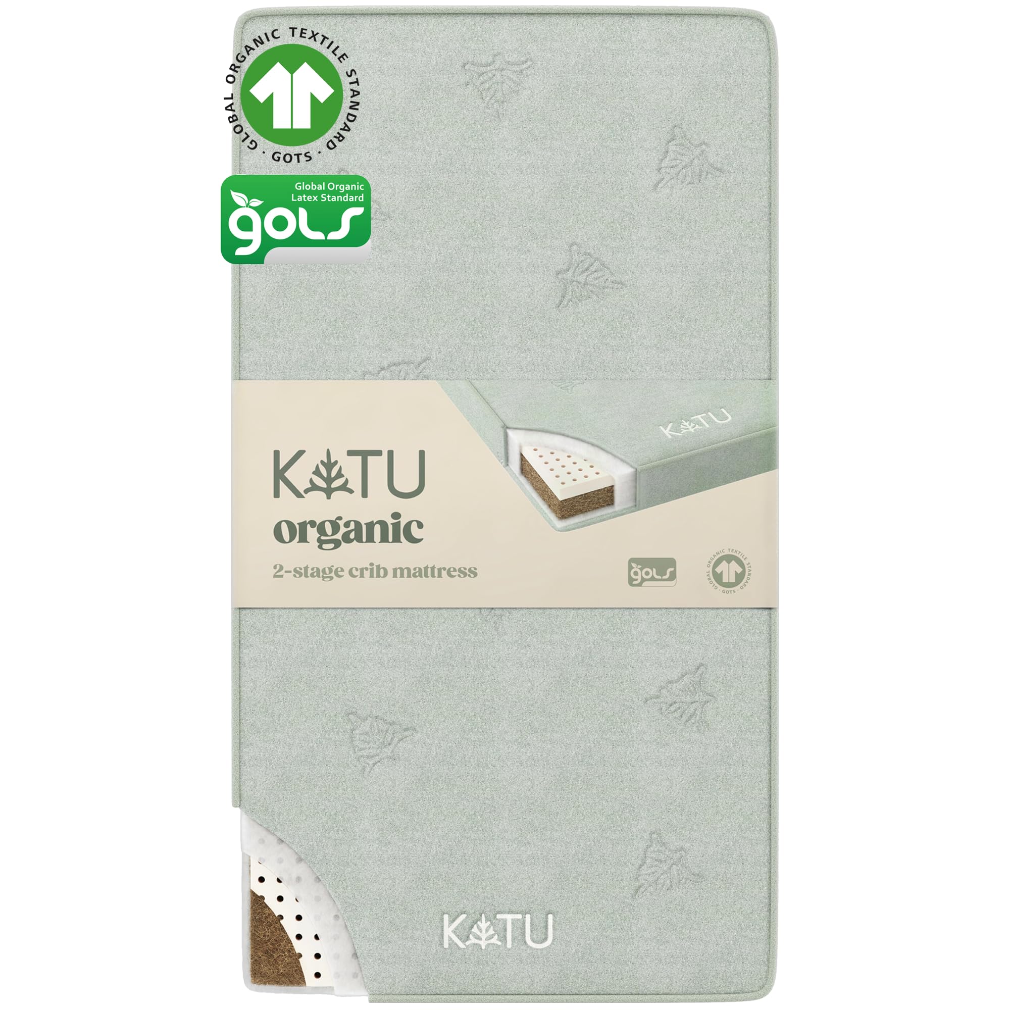 KATU 100% Organic Latex+Coconut 2-Stage Crib Mattress for Infant/Newborn/Toddler Safe Non-Toxic Hypoallergenic Breathable GOTS GOLS w