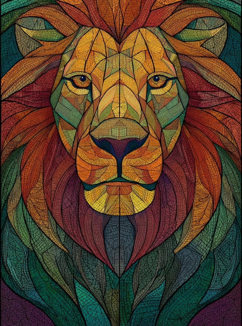 WANGWANGMIAO Paint by Numbers for Adults Colorful Lion, Painting by Numbers for Adult Canvas Crafts Kits, DIY kit for Relax and De-Stress Home Gift 16x20inch，with Frame