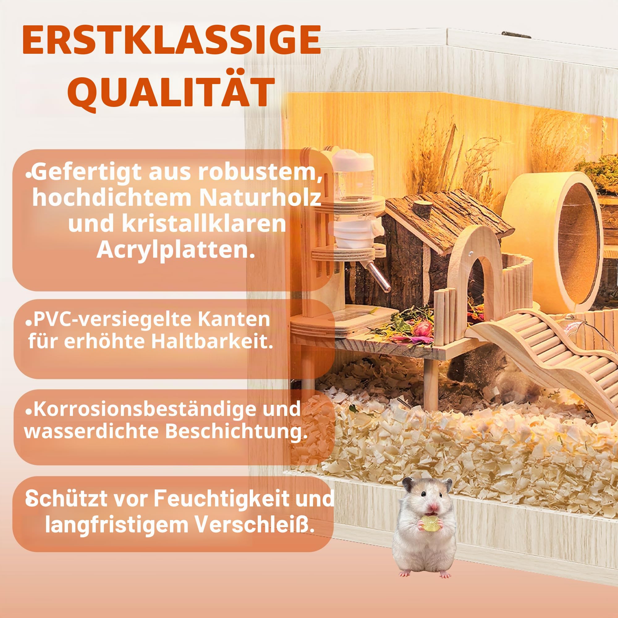 Prolee Hamsterkäfig aus Holz, extra groß, für Mäuse und Ratten, aufklappbar, mit Acrylplatten, 61 cm