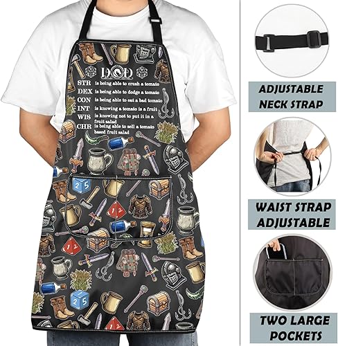 Miniatura 4 de MNIGIU Game Lover Delantal de cocina Juego Fantasía Gamer Regalos D Master Delantal de cocina Dragón Regalo D Dragon Gamer Merch
