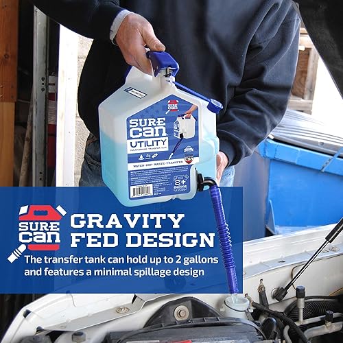 Miniatura 5 de Surecan Tanque de transferencia de contenedores utilitarios de 2 galones, versátil, duradero, compacto, tanque de almacenamiento de agua para
