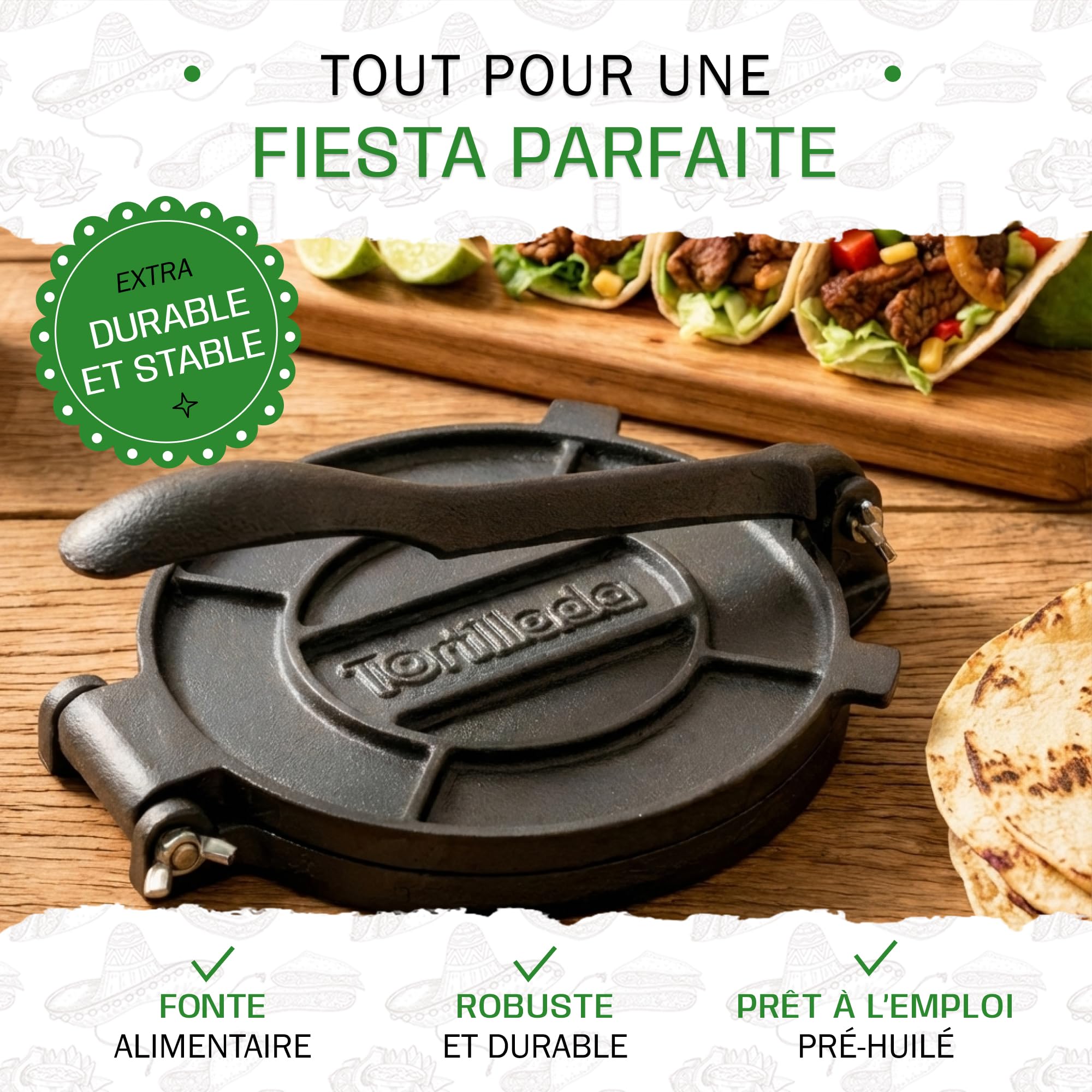 Tortillada - Tortillas de première qualité en fonte avec recettes (30 cm)
